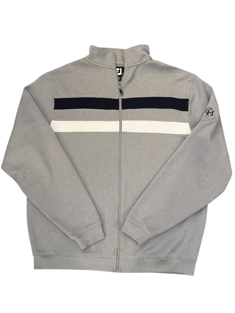 FootJoy FJ Golf Jacket Full Zip Gray Stripe Copper Hill Country Club Large